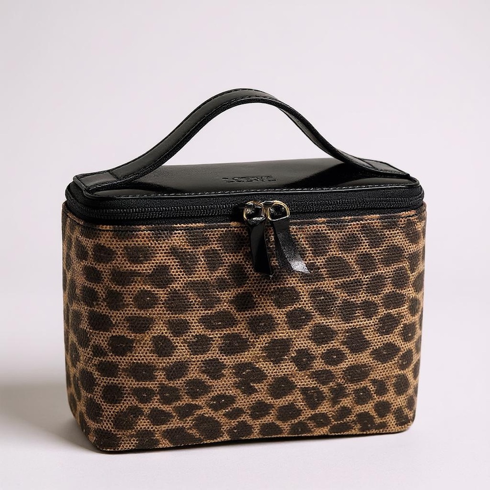Loewe Brown Cosmetic Bag with Leopard Print